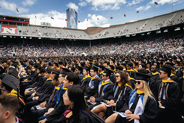Students sitting at University of Pennsylvania, university-wide commencement ceremony